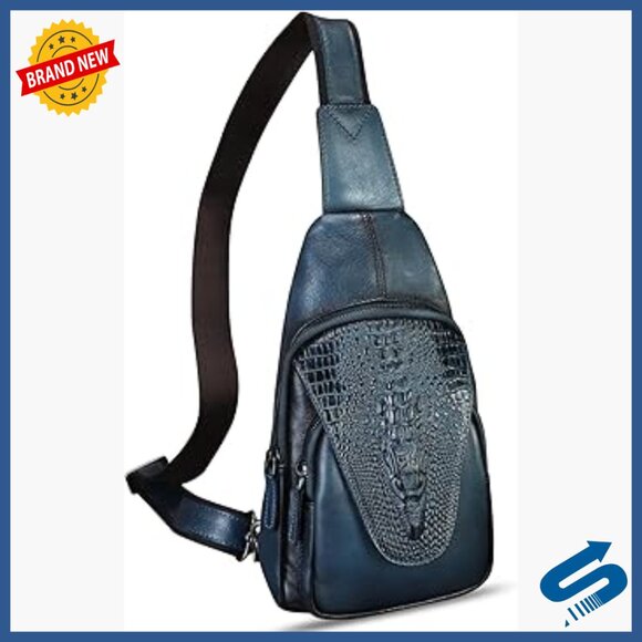 Genuine Leather Crossbody Sling Backpack Daypack with Multiple Pockets